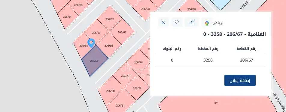 ارض للبيع في حي الغنامية